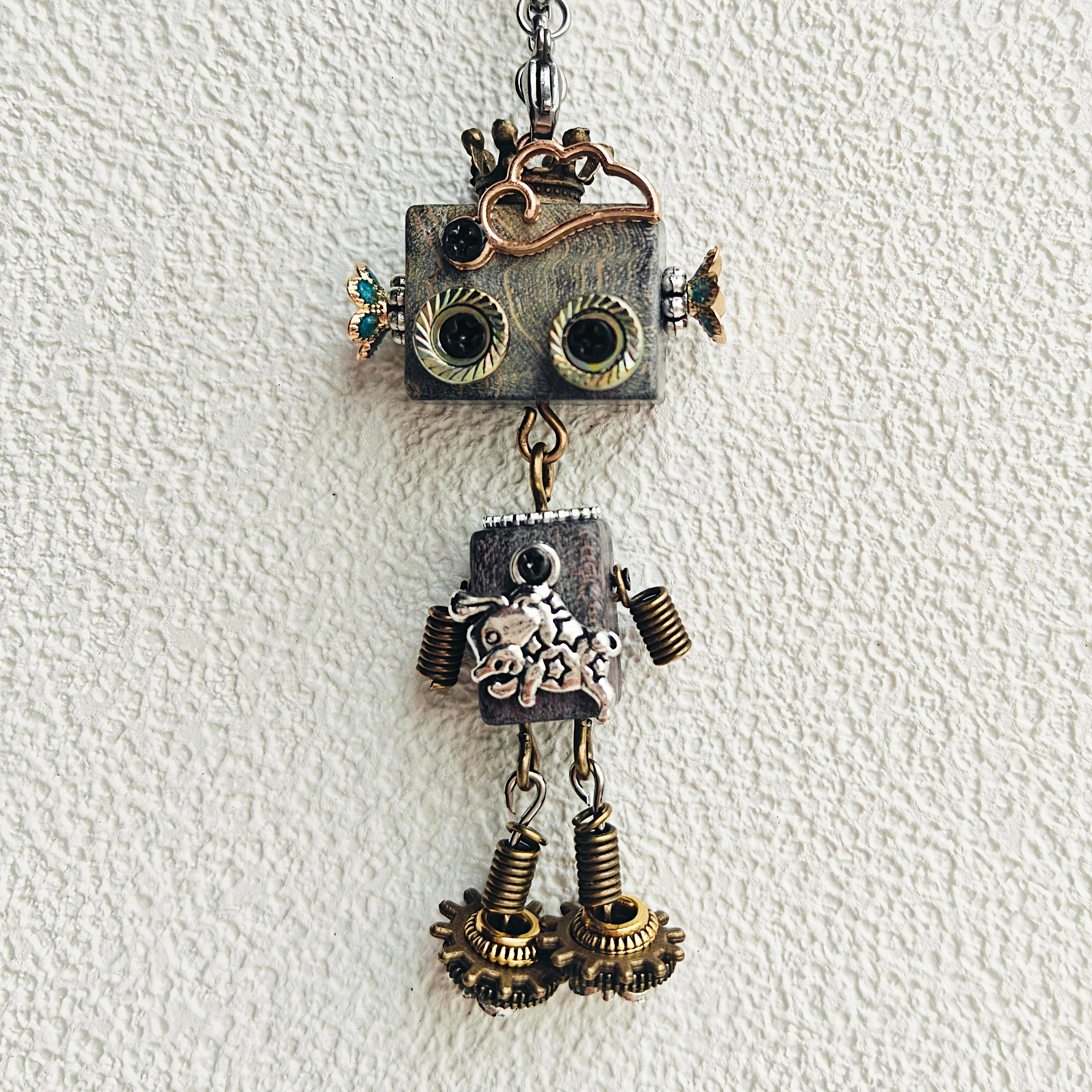 Handmade 12 Zodiac Robot Necklace Pendants, Keychains, and