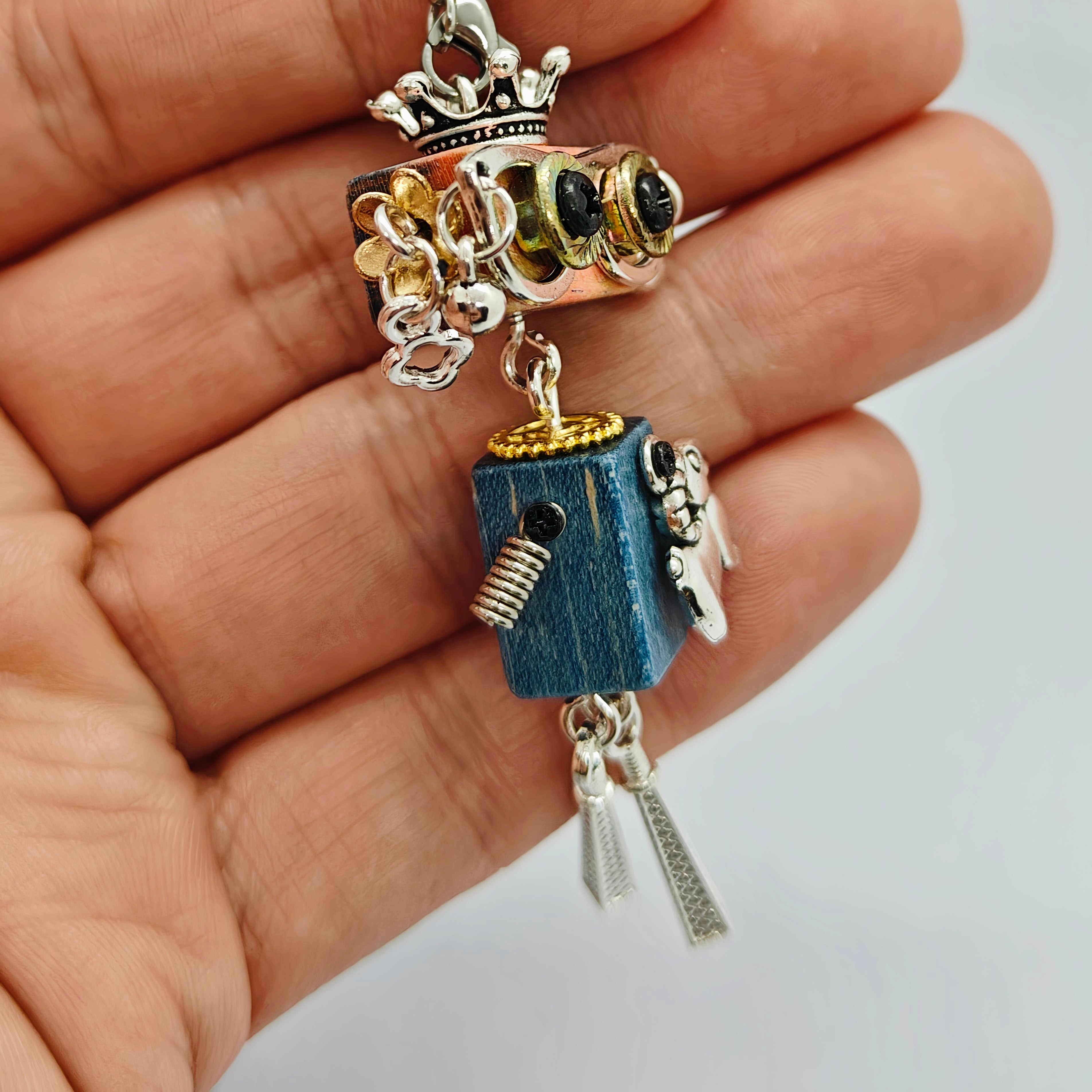 Handmade 12 Zodiac Robot Necklace Pendants, Keychains, and