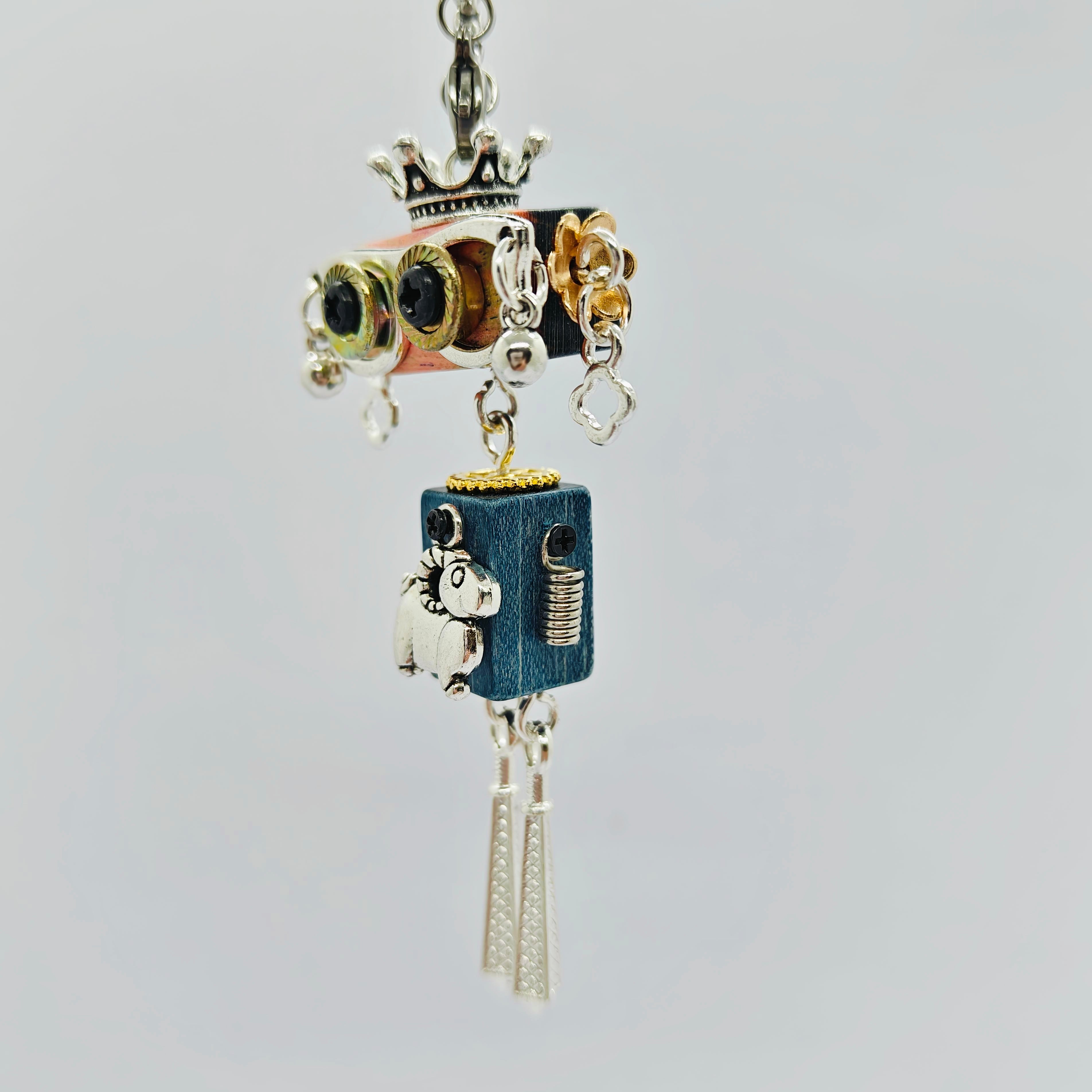 Handmade 12 Zodiac Robot Necklace Pendants, Keychains, and