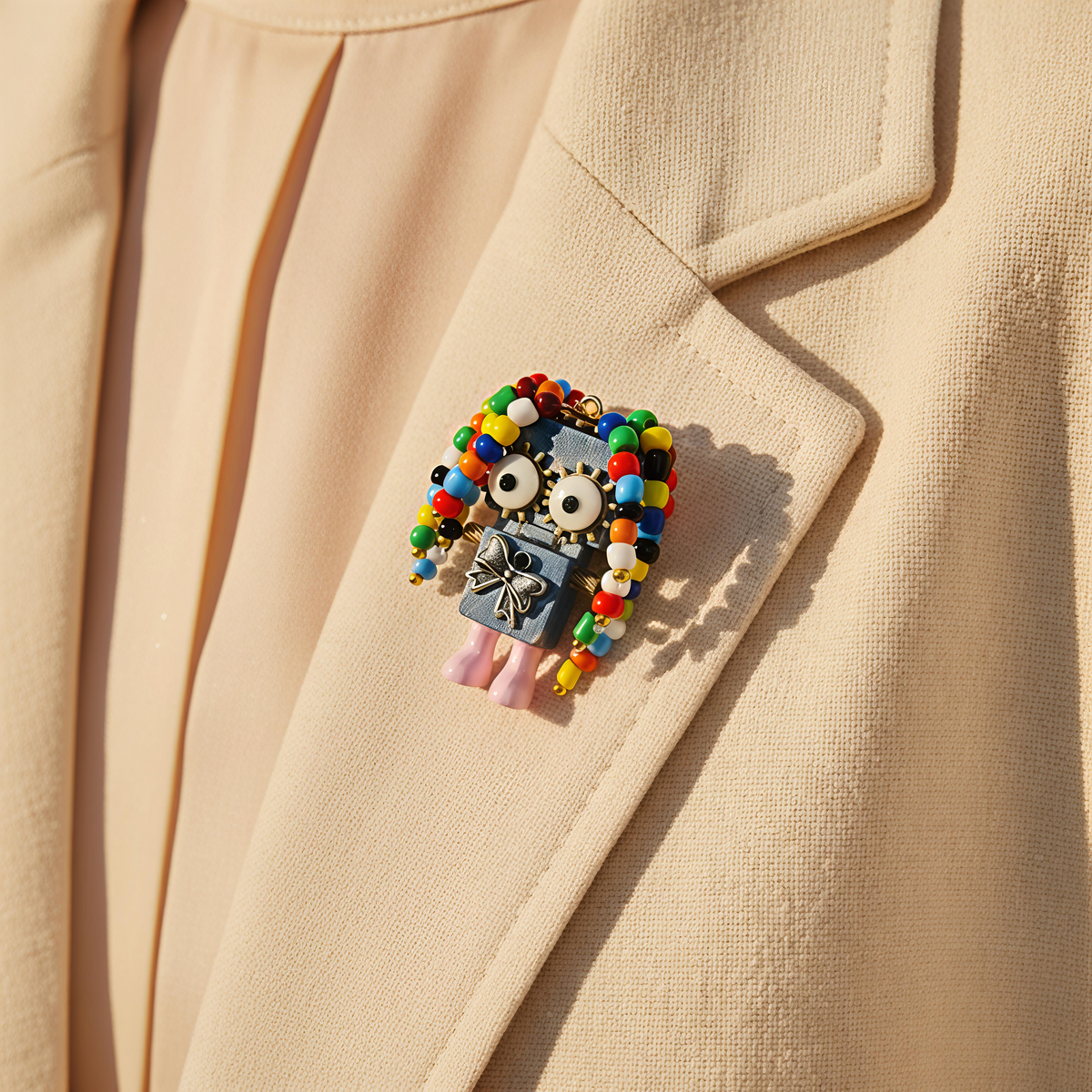 Aurora Robot Brooch | Handcrafted Wooden Statement Pin for Women – LUCKIN